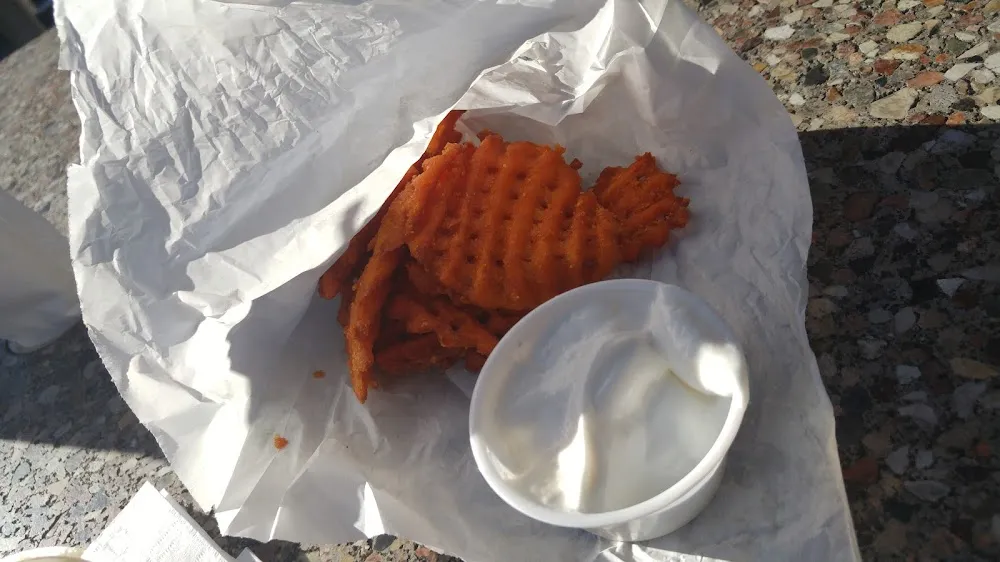Sweet Potato Waffle Fries with Marshmallow Dip